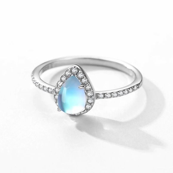 New gorgeous sterling silver water drop moonstone ring size 7 - Picture 13 of 15